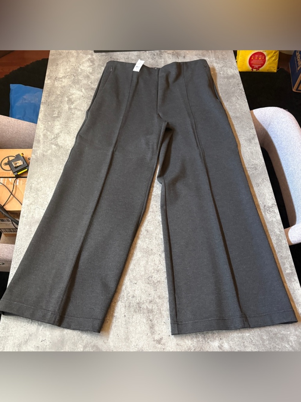 NWT LOFT Wide Leg Ponte pull-on pants in Charcoal Gray XL